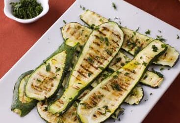 Grilled zucchini and tomato salad