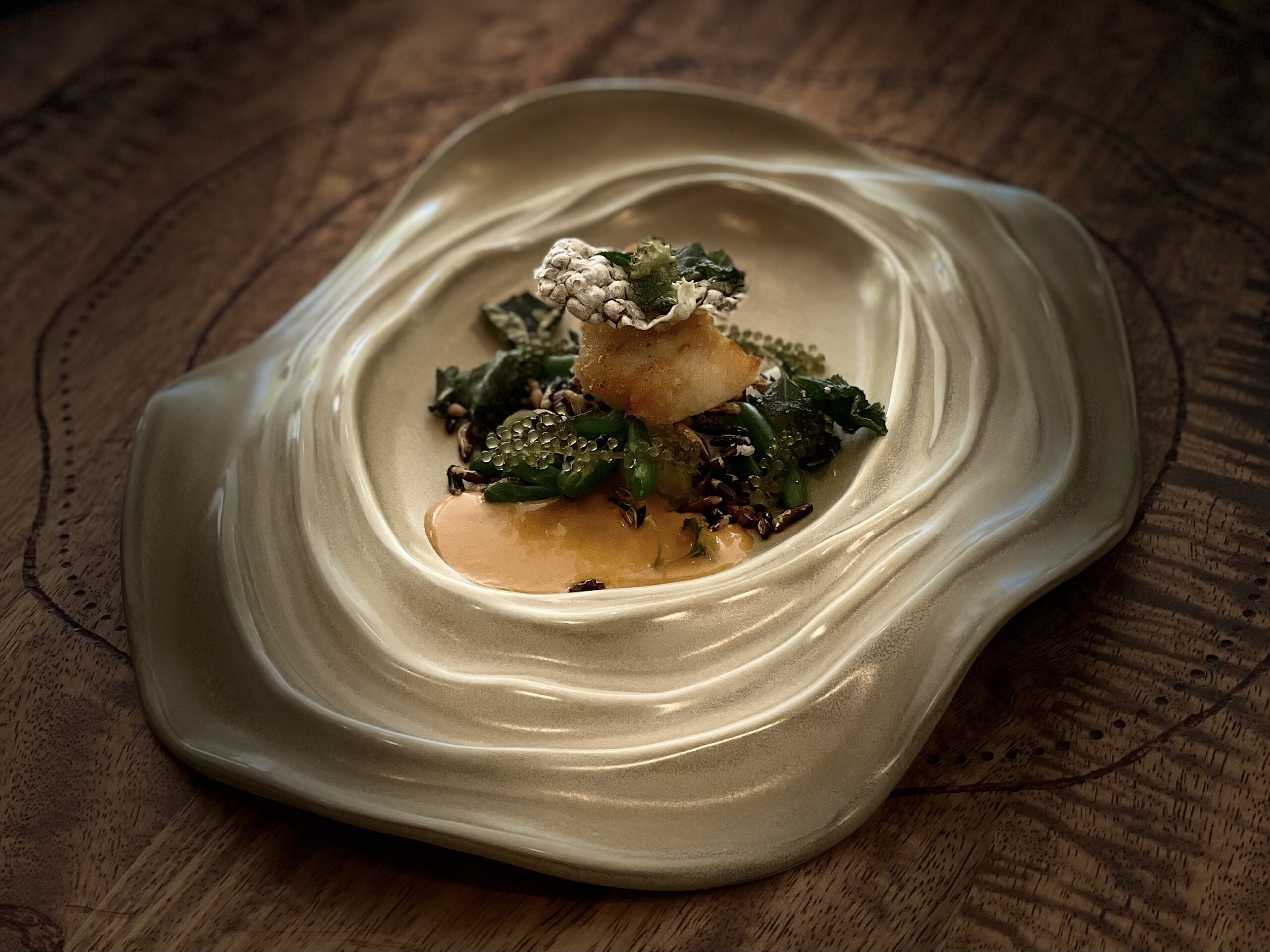Fine dining dish at The FLACKYARD